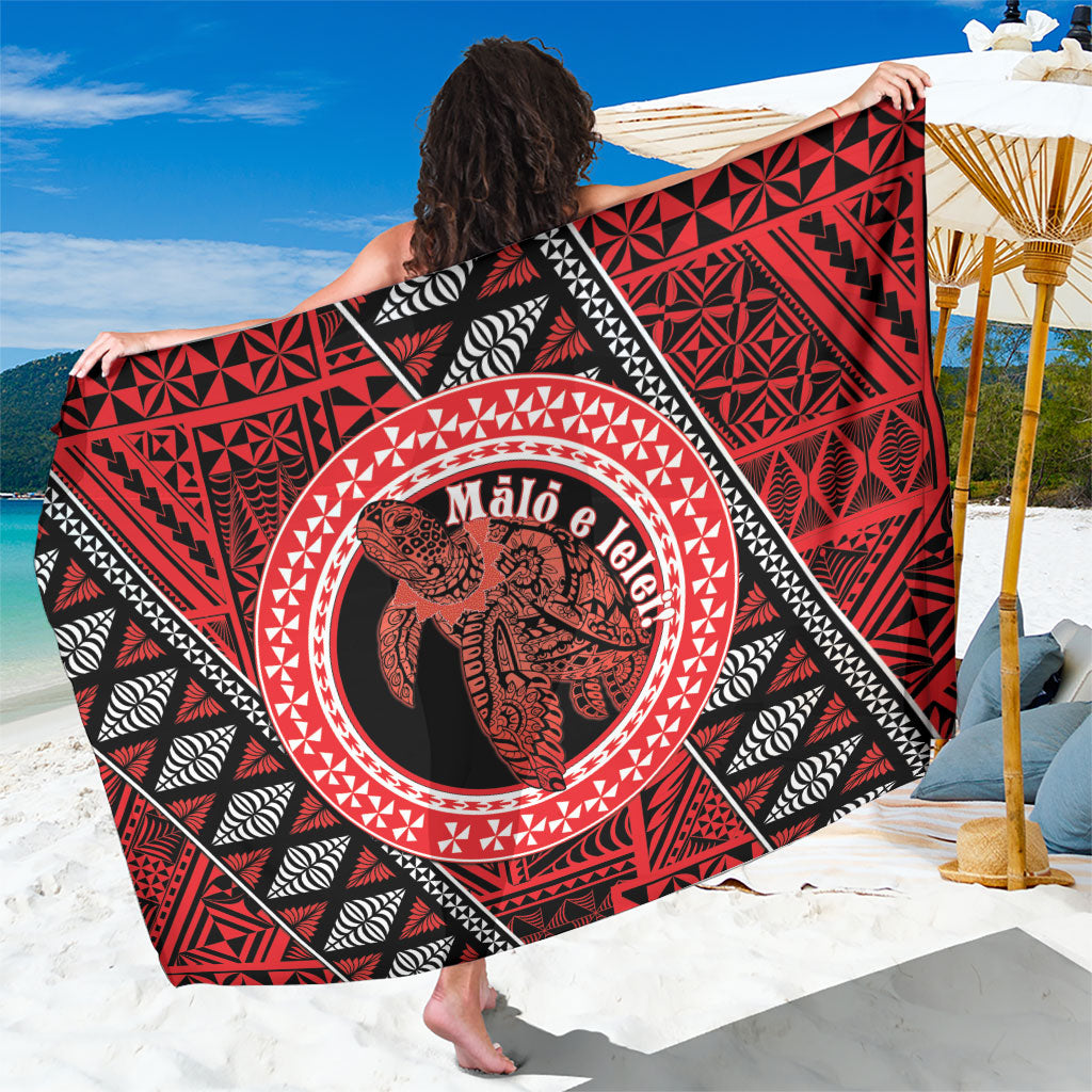 Tonga Language Week Sarong Heilala Turtle Malo E Lelei LT22 One Size 44 x 66 inches Red - Polynesian Pride
