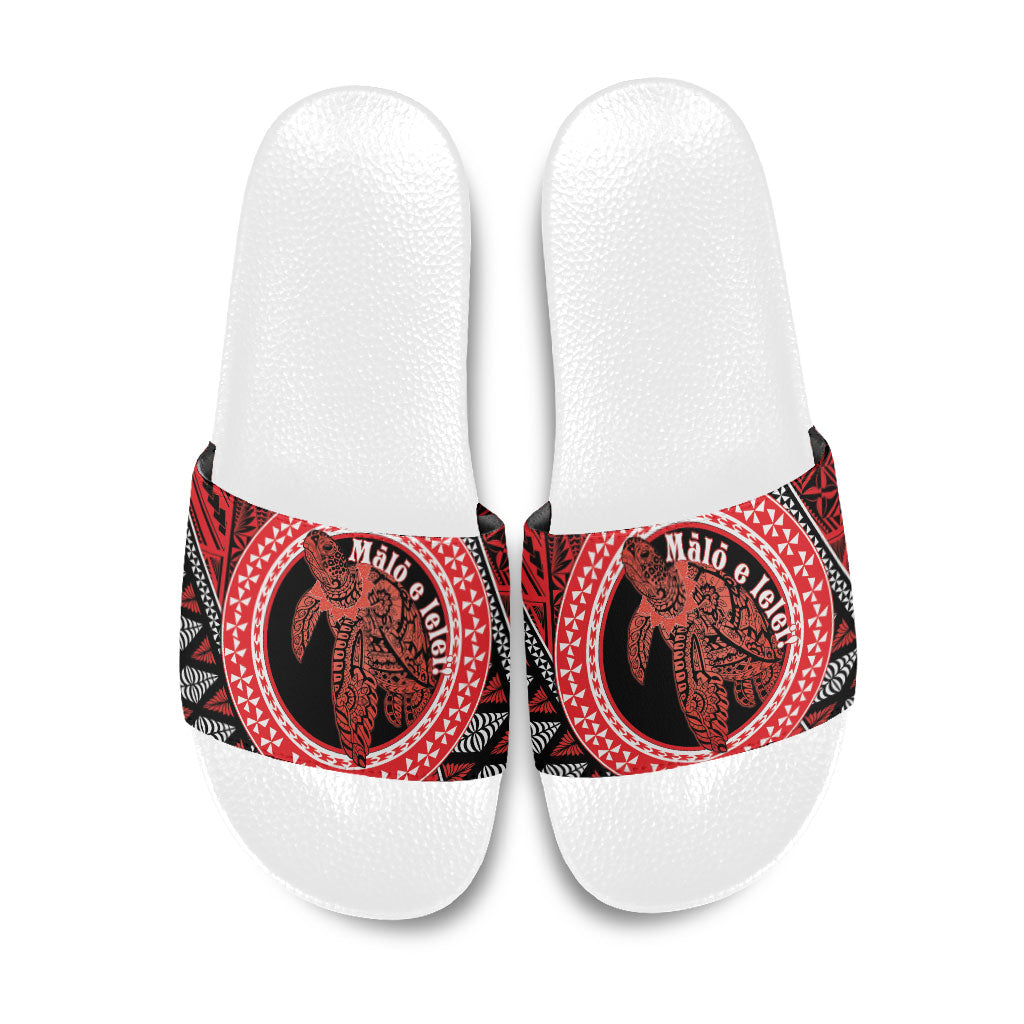 Tonga Language Week Slide Sandals Heilala Turtle Malo E Lelei LT22 Red - Polynesian Pride