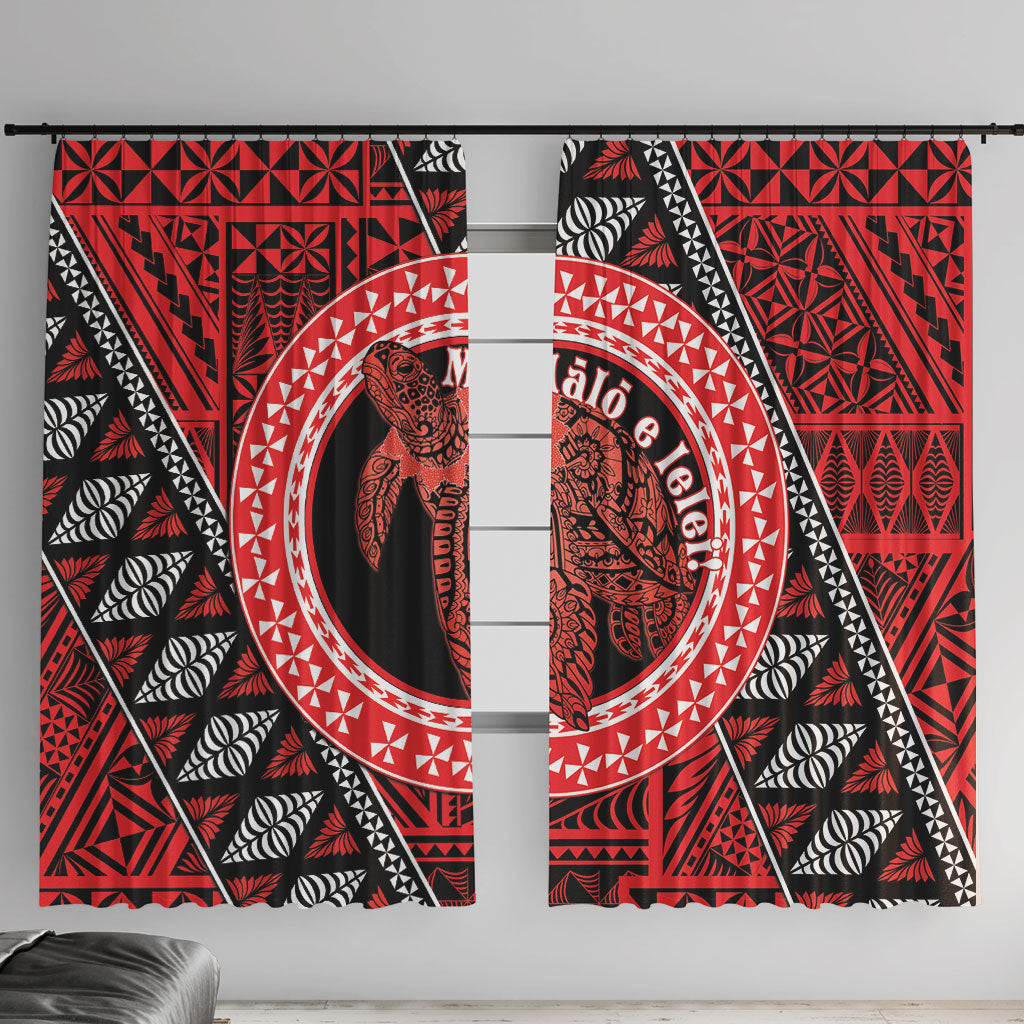 Tonga Language Week Window Curtain Heilala Turtle Malo E Lelei LT22 With Hooks Red - Polynesian Pride