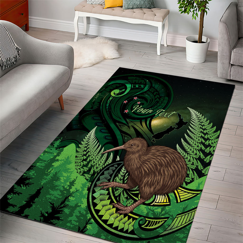Kiwi New Zealand Personalised Area Rug Aotearoa Map Silver Fern Koru Pattern LT22 - Polynesian Pride