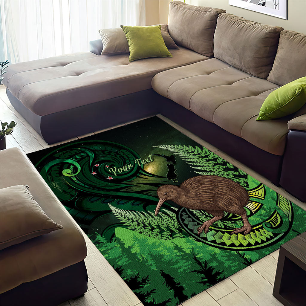 Kiwi New Zealand Personalised Area Rug Aotearoa Map Silver Fern Koru Pattern LT22 - Polynesian Pride
