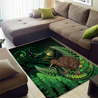 Kiwi New Zealand Personalised Area Rug Aotearoa Map Silver Fern Koru Pattern LT22 - Polynesian Pride