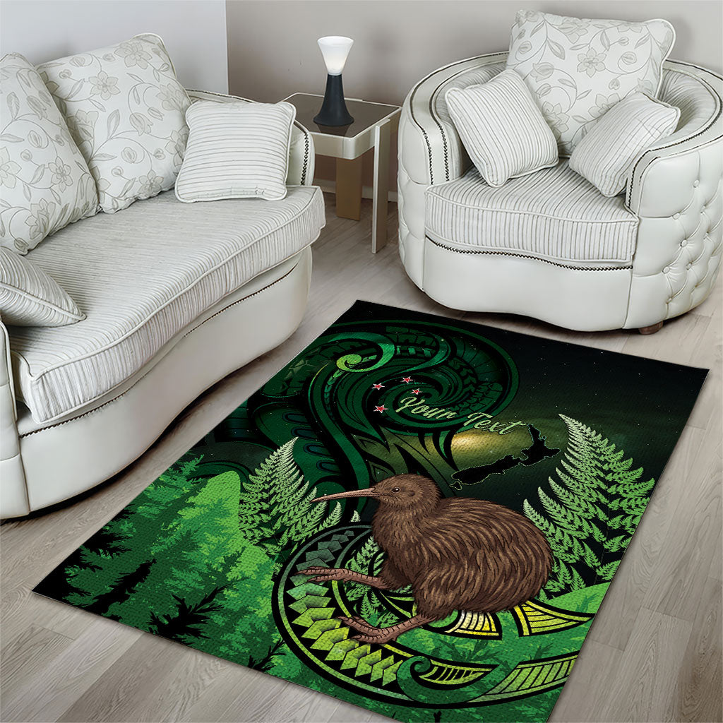 Kiwi New Zealand Personalised Area Rug Aotearoa Map Silver Fern Koru Pattern LT22 - Polynesian Pride