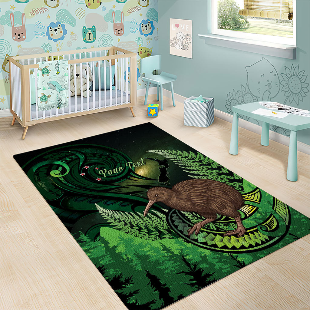 Kiwi New Zealand Personalised Area Rug Aotearoa Map Silver Fern Koru Pattern LT22 - Polynesian Pride