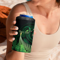 Kiwi New Zealand Personalised 4 in 1 Can Cooler Tumbler Aotearoa Map Silver Fern Koru Pattern LT22 - Polynesian Pride