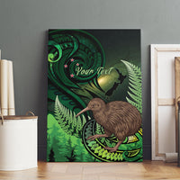 Kiwi New Zealand Personalised Canvas Wall Art Aotearoa Map Silver Fern Koru Pattern LT22 - Polynesian Pride