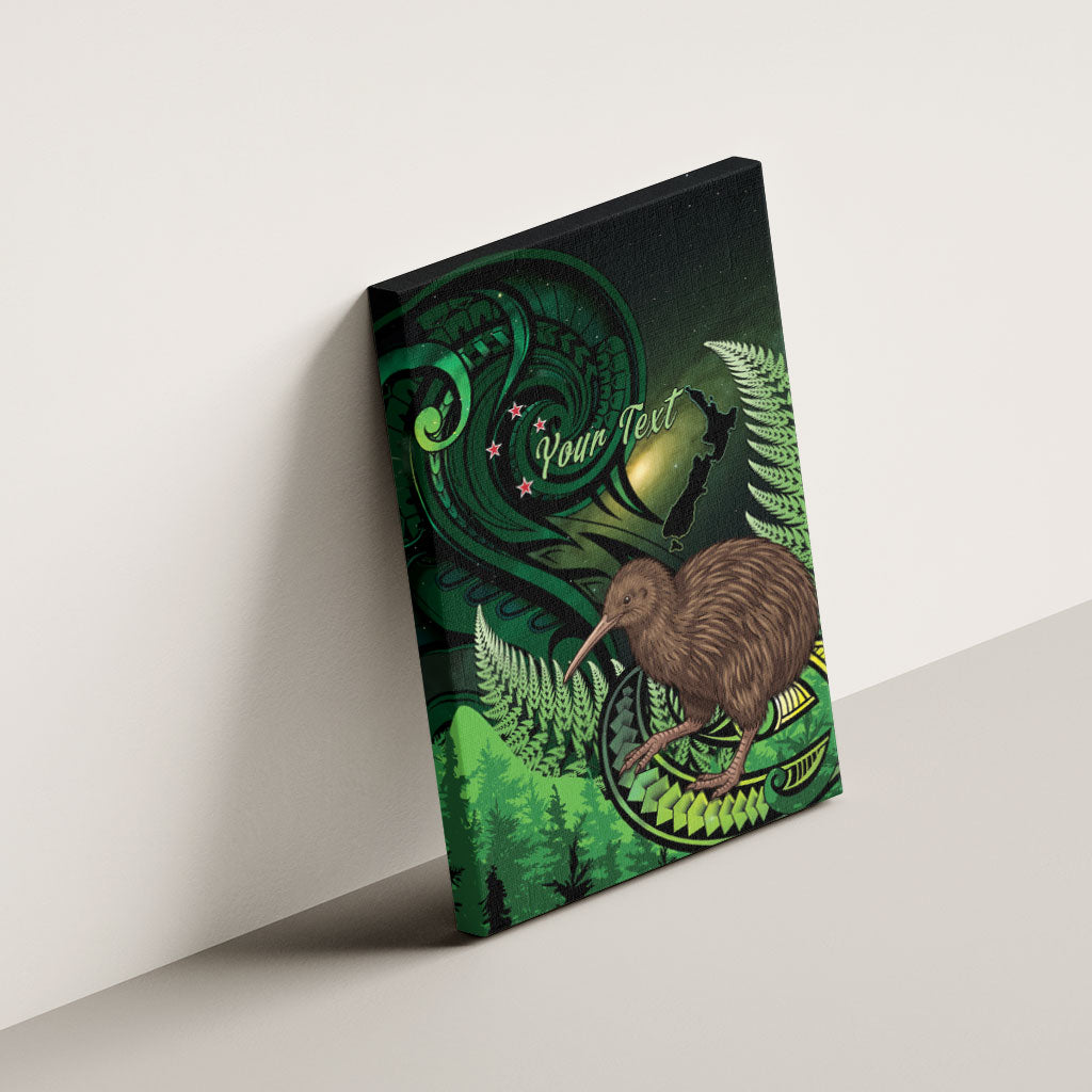 Kiwi New Zealand Personalised Canvas Wall Art Aotearoa Map Silver Fern Koru Pattern LT22 - Polynesian Pride