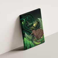Kiwi New Zealand Personalised Canvas Wall Art Aotearoa Map Silver Fern Koru Pattern LT22 - Polynesian Pride