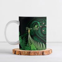 Kiwi New Zealand Personalised Ceramic Mug Aotearoa Map Silver Fern Koru Pattern LT22 Green - Polynesian Pride
