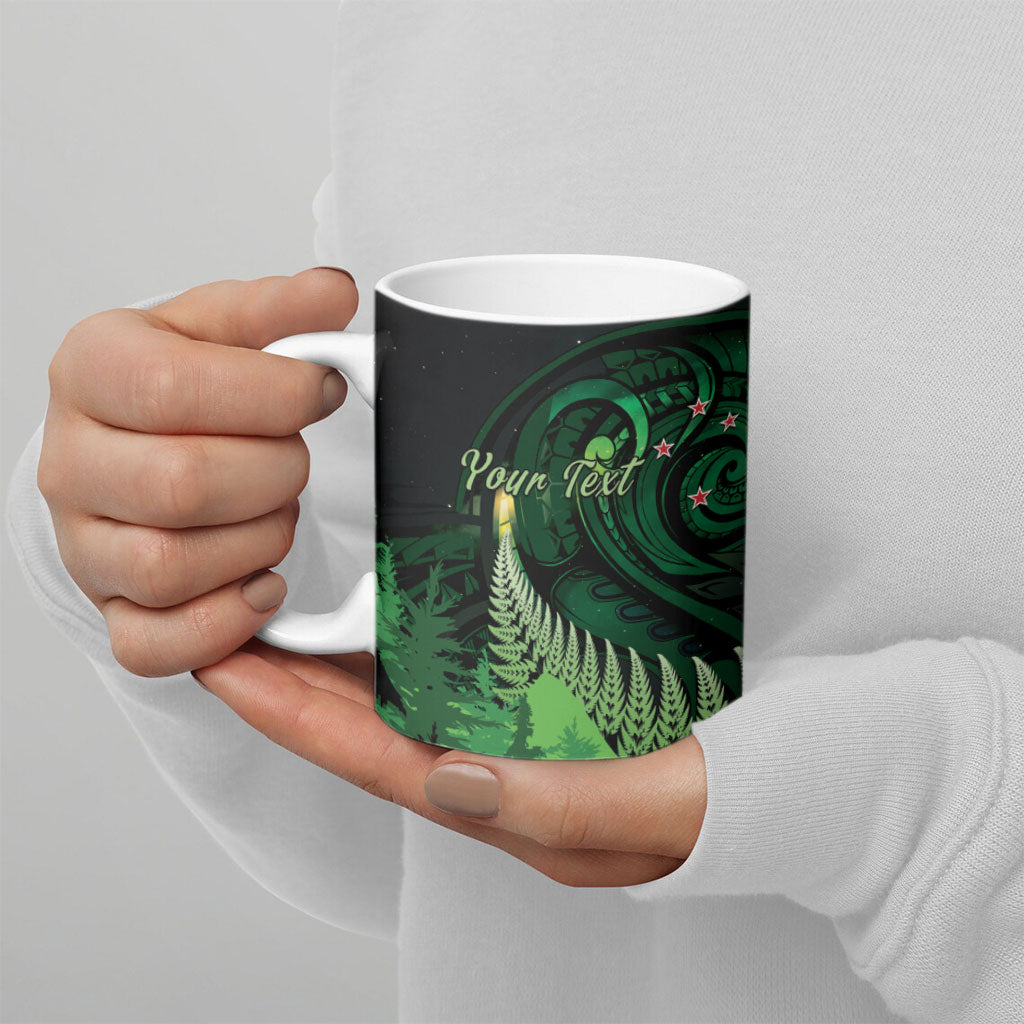 Kiwi New Zealand Personalised Ceramic Mug Aotearoa Map Silver Fern Koru Pattern LT22 - Polynesian Pride