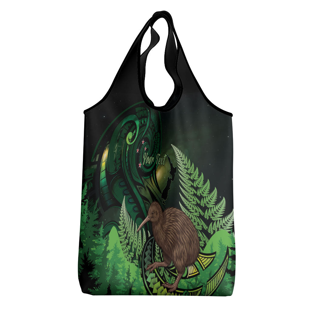 Kiwi New Zealand Personalised Grocery Bag Aotearoa Map Silver Fern Koru Pattern LT22 - Polynesian Pride