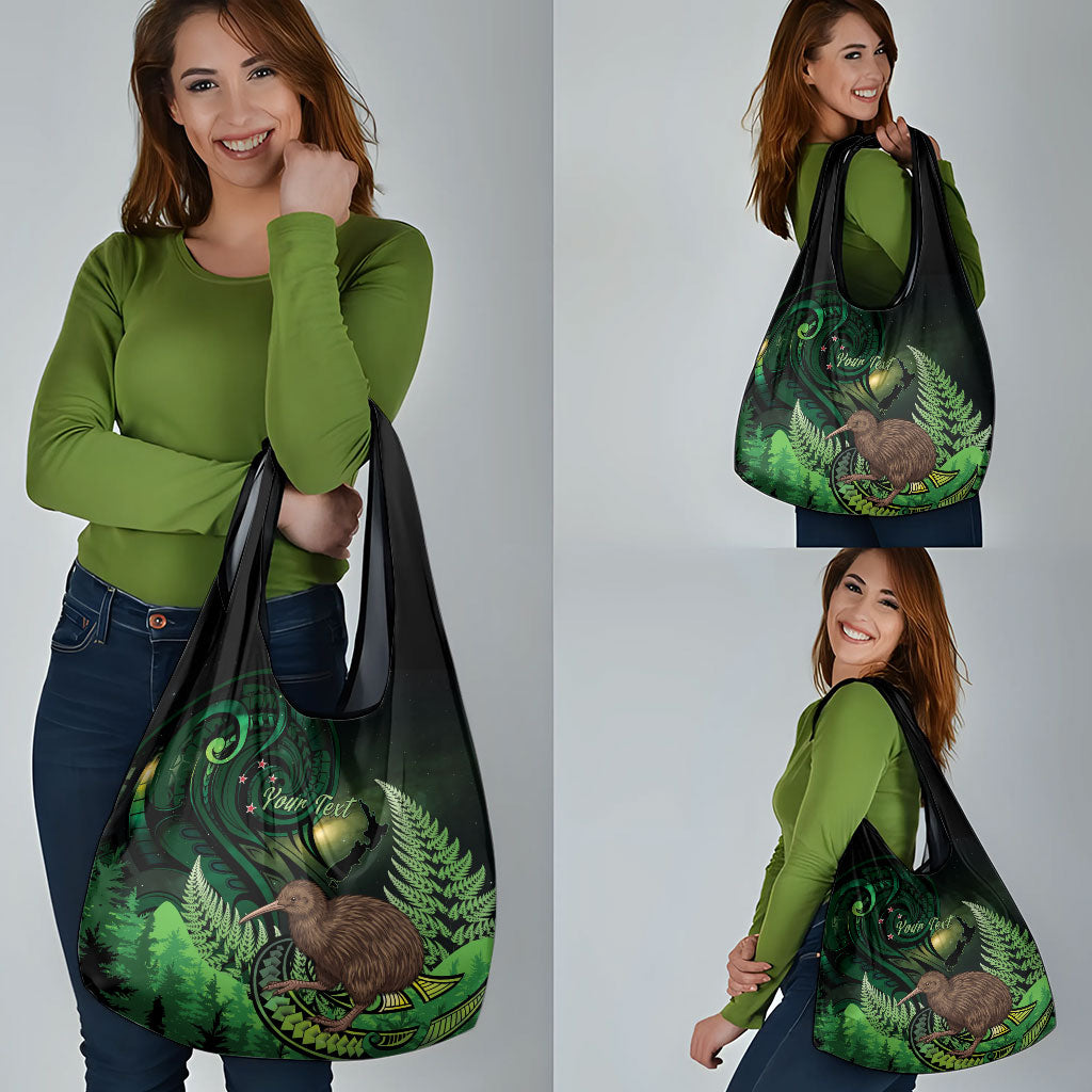 Kiwi New Zealand Personalised Grocery Bag Aotearoa Map Silver Fern Koru Pattern LT22 - Polynesian Pride