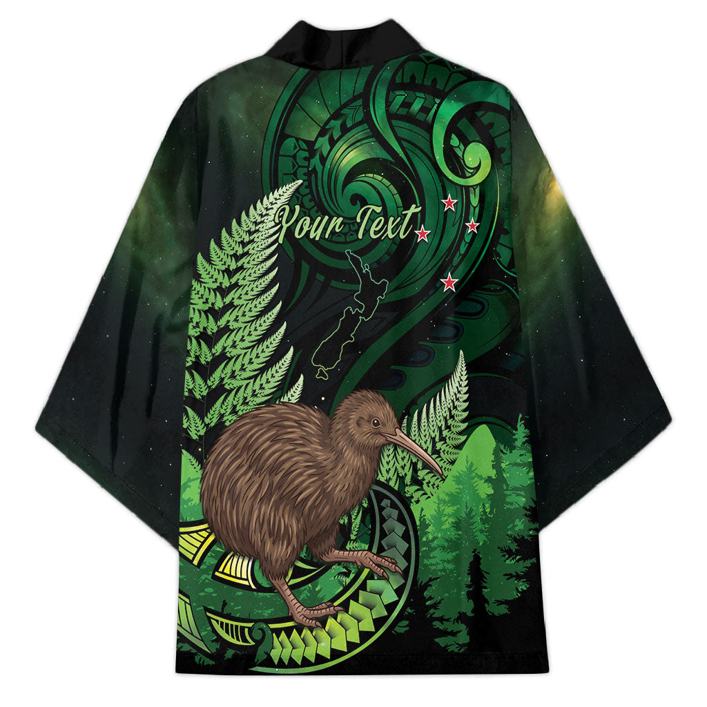 Kiwi New Zealand Personalised Kimono Aotearoa Map Silver Fern Koru Pattern LT22 - Polynesian Pride