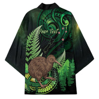Kiwi New Zealand Personalised Kimono Aotearoa Map Silver Fern Koru Pattern LT22 - Polynesian Pride