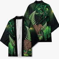 Kiwi New Zealand Personalised Kimono Aotearoa Map Silver Fern Koru Pattern LT22 - Polynesian Pride