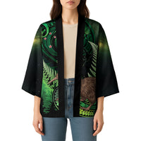 Kiwi New Zealand Personalised Kimono Aotearoa Map Silver Fern Koru Pattern LT22 - Polynesian Pride