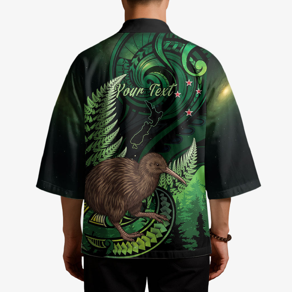 Kiwi New Zealand Personalised Kimono Aotearoa Map Silver Fern Koru Pattern LT22 - Polynesian Pride