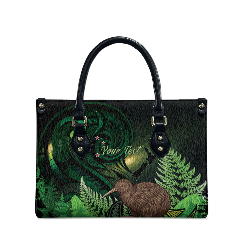 Kiwi New Zealand Personalised Leather Bag Aotearoa Map Silver Fern Koru Pattern LT22 - Polynesian Pride