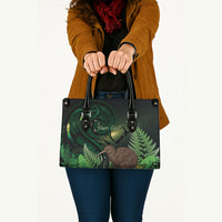 Kiwi New Zealand Personalised Leather Bag Aotearoa Map Silver Fern Koru Pattern LT22 - Polynesian Pride