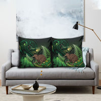 Kiwi New Zealand Personalised Pillow Cover Aotearoa Map Silver Fern Koru Pattern LT22 - Polynesian Pride