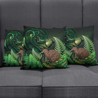 Kiwi New Zealand Personalised Pillow Cover Aotearoa Map Silver Fern Koru Pattern LT22 - Polynesian Pride