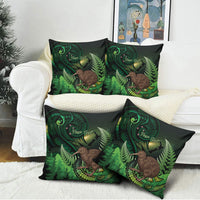 Kiwi New Zealand Personalised Pillow Cover Aotearoa Map Silver Fern Koru Pattern LT22 - Polynesian Pride