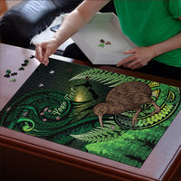 Kiwi New Zealand Personalised Puzzle Aotearoa Map Silver Fern Koru Pattern LT22 - Polynesian Pride