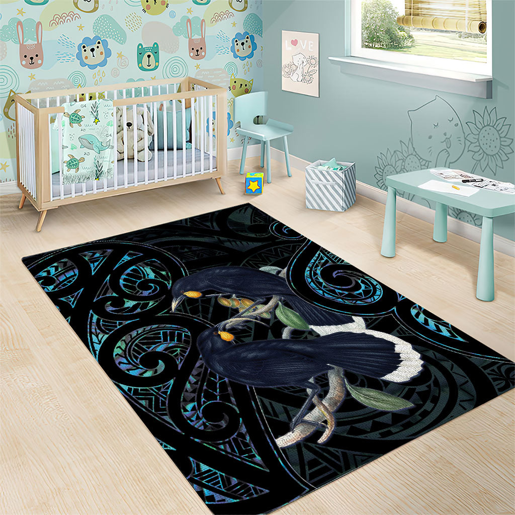 New Zealand Huia Bird Area Rug Paua Shell Maori Pattern LT22 - Polynesian Pride