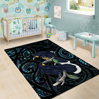 New Zealand Huia Bird Area Rug Paua Shell Maori Pattern LT22 - Polynesian Pride