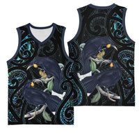 New Zealand Huia Bird Basketball Jersey Paua Shell Maori Pattern LT22 - Polynesian Pride