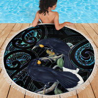 New Zealand Huia Bird Beach Blanket Paua Shell Maori Pattern LT22 - Polynesian Pride