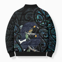 New Zealand Huia Bird Bomber Puffer Jacket Paua Shell Maori Pattern LT22 - Polynesian Pride