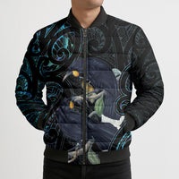 New Zealand Huia Bird Bomber Puffer Jacket Paua Shell Maori Pattern LT22 - Polynesian Pride