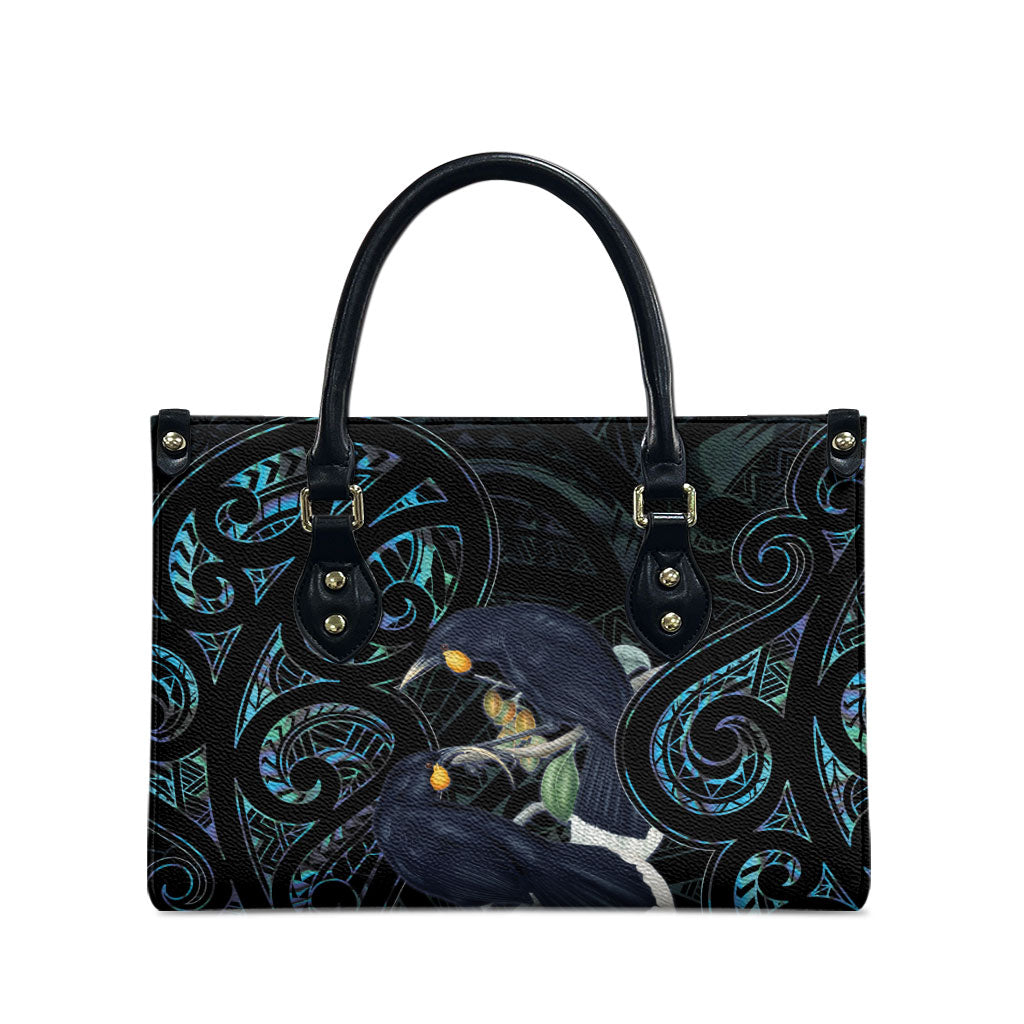 New Zealand Huia Bird Leather Bag Paua Shell Maori Pattern LT22 - Polynesian Pride