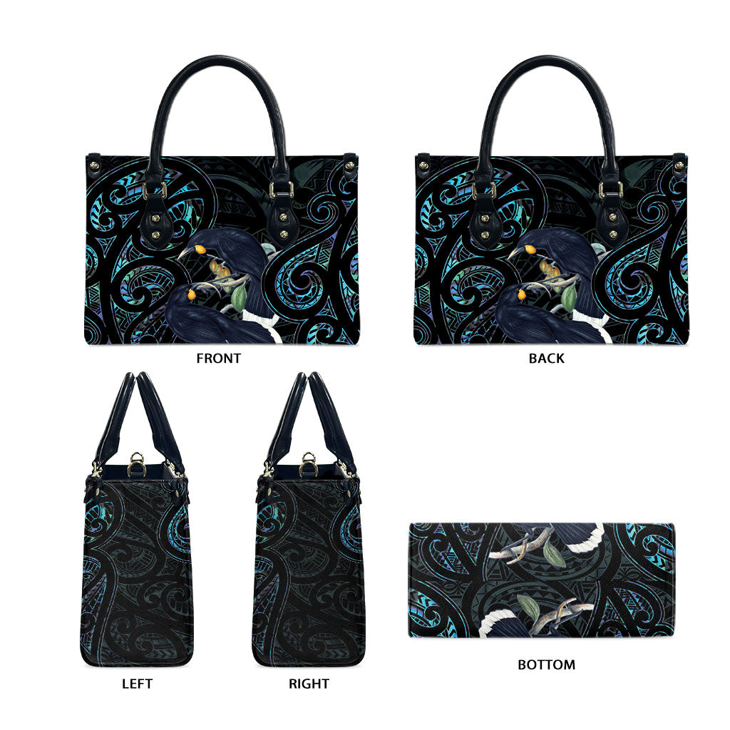New Zealand Huia Bird Leather Bag Paua Shell Maori Pattern LT22 - Polynesian Pride