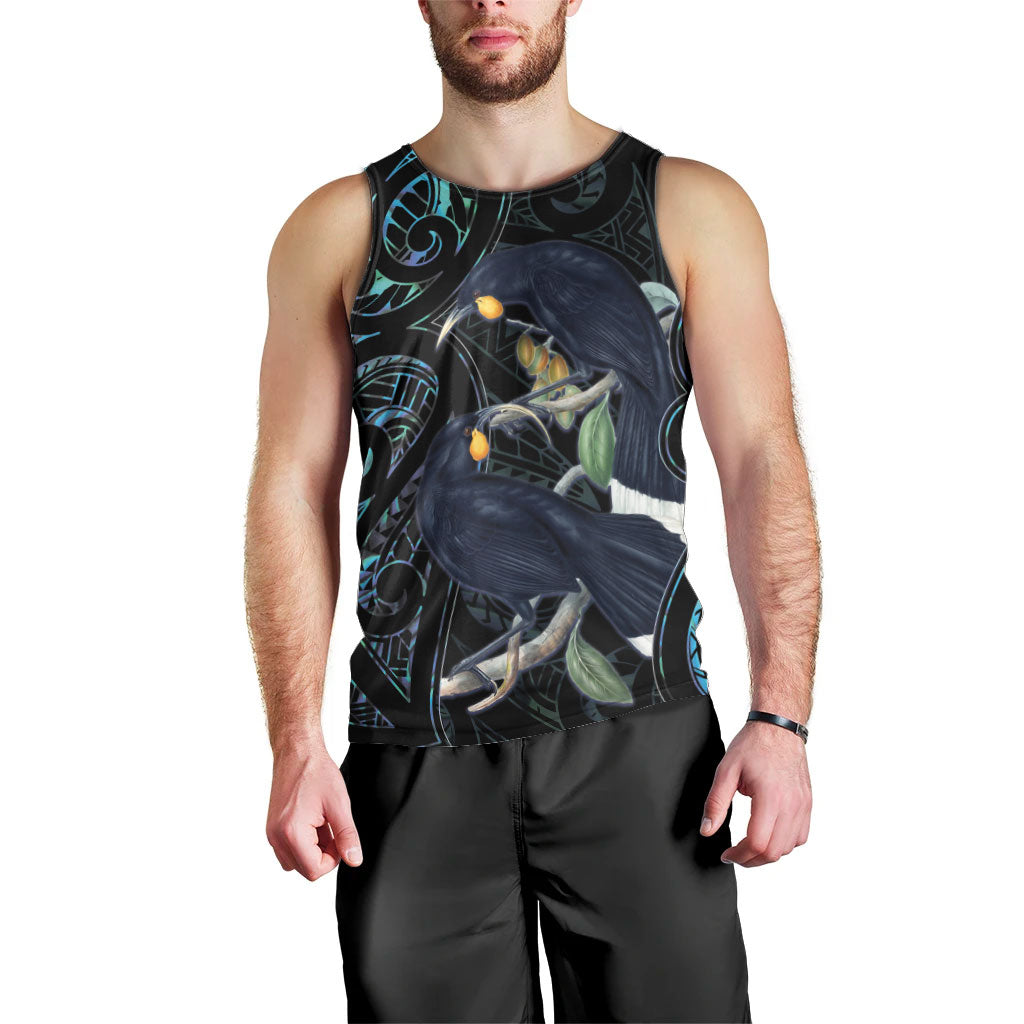 New Zealand Huia Bird Men Tank Top Paua Shell Maori Pattern LT22 - Polynesian Pride