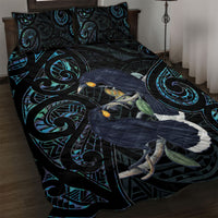 New Zealand Huia Bird Quilt Bed Set Paua Shell Maori Pattern LT22 Black - Polynesian Pride