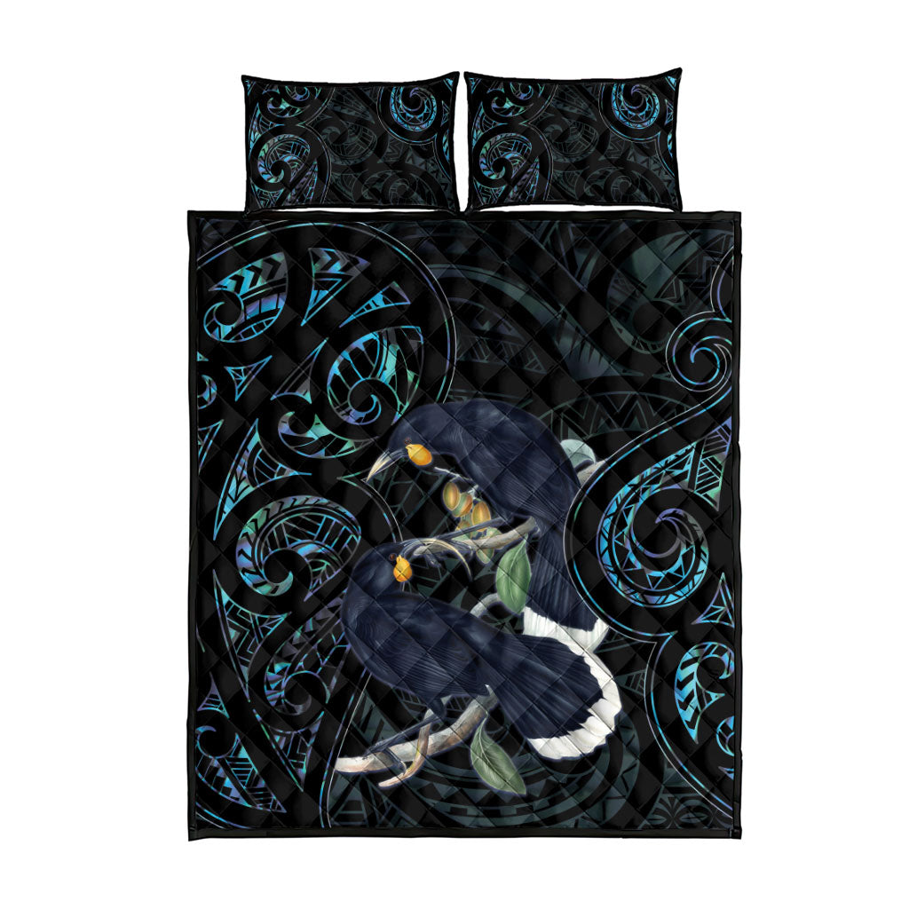 New Zealand Huia Bird Quilt Bed Set Paua Shell Maori Pattern LT22 - Polynesian Pride