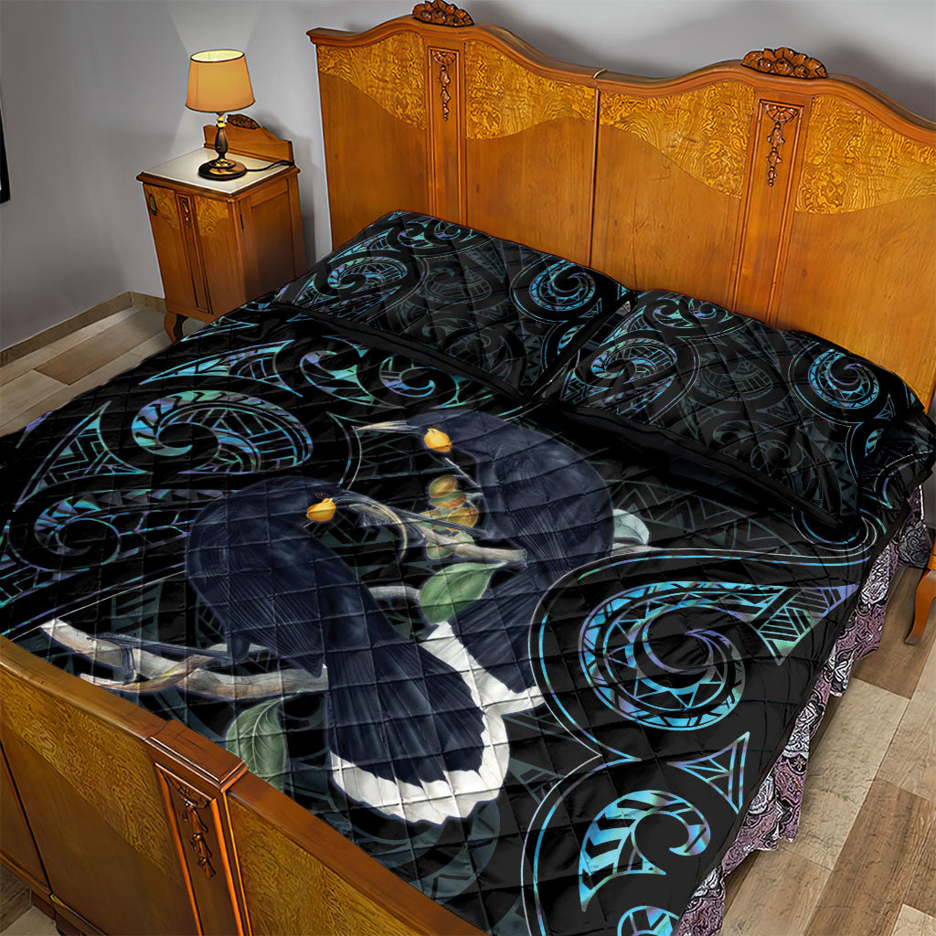 New Zealand Huia Bird Quilt Bed Set Paua Shell Maori Pattern LT22 - Polynesian Pride
