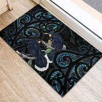 New Zealand Huia Bird Rubber Doormat Paua Shell Maori Pattern LT22 - Polynesian Pride