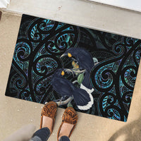 New Zealand Huia Bird Rubber Doormat Paua Shell Maori Pattern LT22 - Polynesian Pride