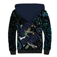 New Zealand Huia Bird Sherpa Hoodie Paua Shell Maori Pattern LT22 - Polynesian Pride