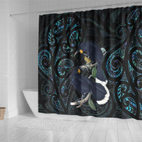 New Zealand Huia Bird Shower Curtain Paua Shell Maori Pattern LT22 - Polynesian Pride