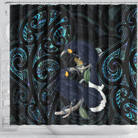 New Zealand Huia Bird Shower Curtain Paua Shell Maori Pattern LT22 - Polynesian Pride