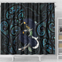 New Zealand Huia Bird Shower Curtain Paua Shell Maori Pattern LT22 - Polynesian Pride