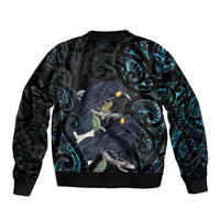 New Zealand Huia Bird Sleeve Zip Bomber Jacket Paua Shell Maori Pattern LT22 - Polynesian Pride