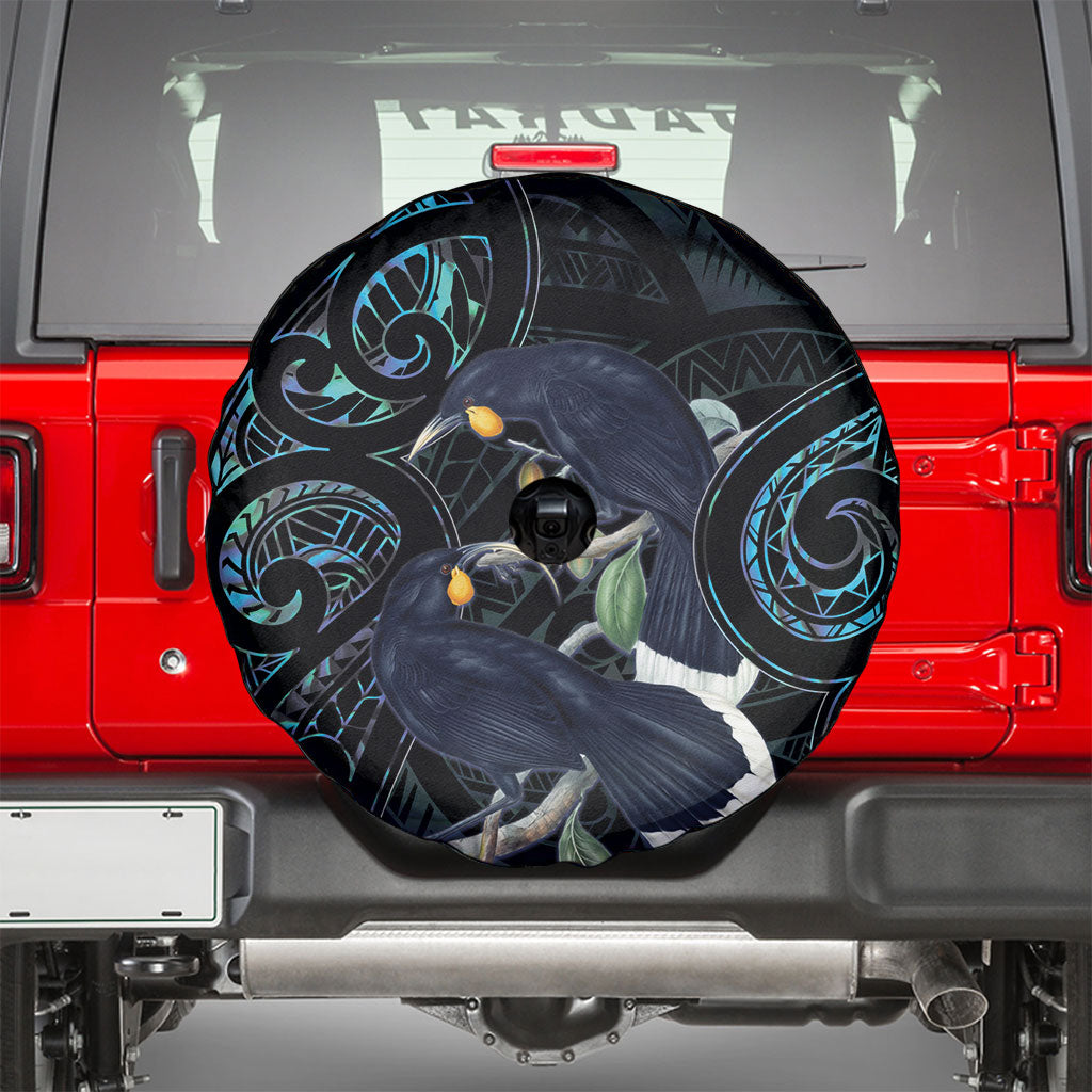 New Zealand Huia Bird Spare Tire Cover Paua Shell Maori Pattern LT22 - Polynesian Pride