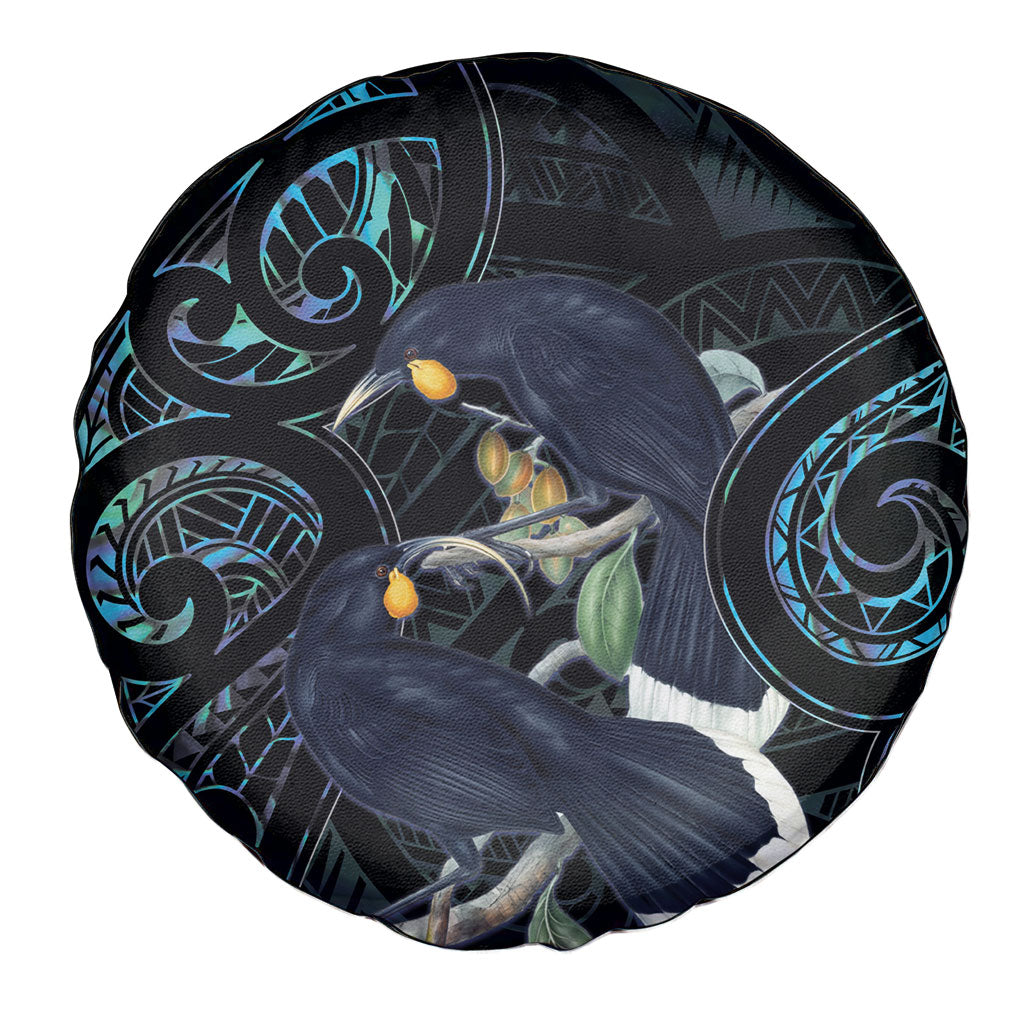 New Zealand Huia Bird Spare Tire Cover Paua Shell Maori Pattern LT22 - Polynesian Pride