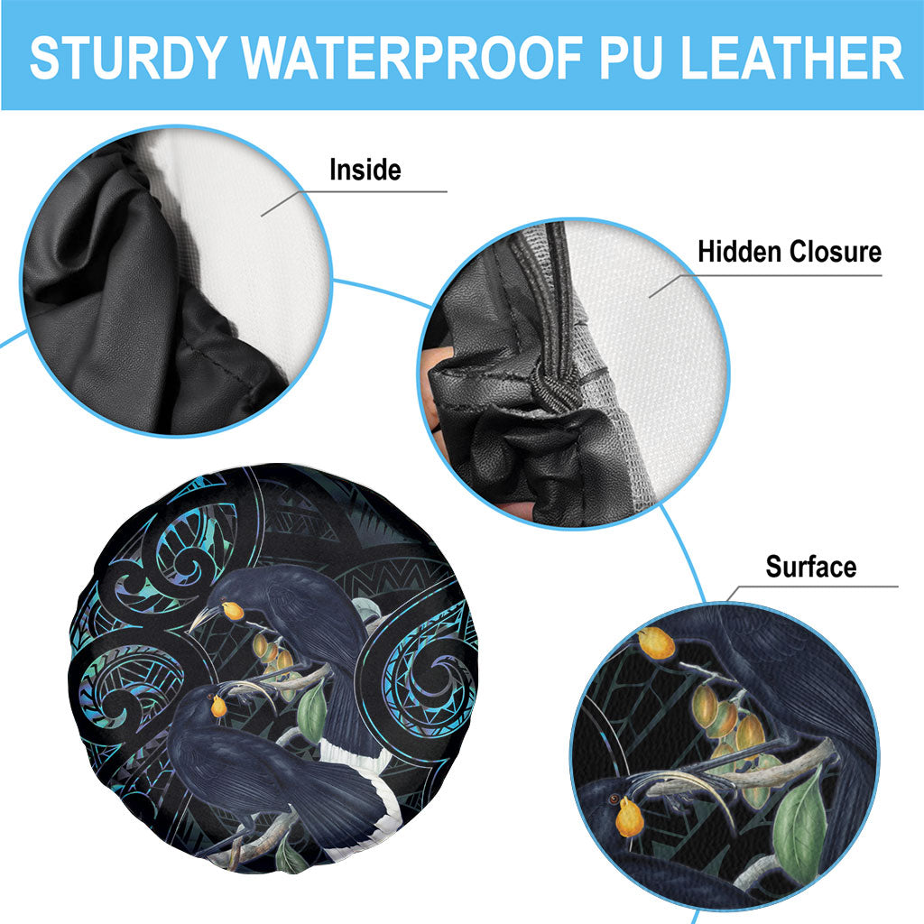 New Zealand Huia Bird Spare Tire Cover Paua Shell Maori Pattern LT22 - Polynesian Pride