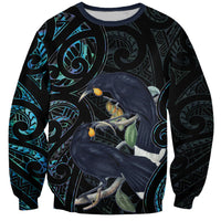 New Zealand Huia Bird Sweatshirt Paua Shell Maori Pattern LT22 Unisex Black - Polynesian Pride